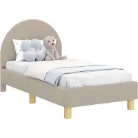 Syfax Kinderbettgestell mit Kopfteil Hellgrau 70 x 140 cm Schafstoff