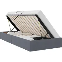 vidaXL Ottoman Bettgestell mit Speicher Dunkelgrau 90 x 200 cm Samt