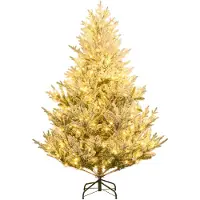 Costway Künstlicher Weihnachtsbaum 180cm mit Schnee, Tannenbaum Christbaum Weihnachten mit warmweißen LEDs, 13 Modi, Timer & einstellbarer Helligkeit