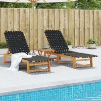 Prolenta Maison Exclusive - Sonnenliegen 2 Stk. Schwarz Massivholz Akazie und Stoff