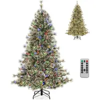 Costway 180cm Künstlicher Weihnachtsbaum mit 350 LEDs, Tannenbaum Christbaum mit Scharnierstruktur & 360° Schnellanschluss