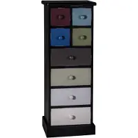Casa Padrino Landhausstil Kommode mit 8 Schubladen Schwarz / Mehrfarbig 46 x 36 x H. 122 cm - Landhausstil Möbel