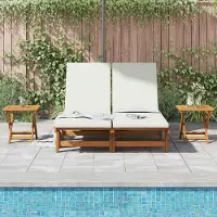 vidaXL (Robust Möbel)Sonnenliege - HOMMIE - moderne Gartenliege/Gartenmöbel - mit Kissen Cremeweiß Massivholz Akazie - Gartenliegen DEMöbel7172544
