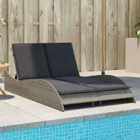 Prolenta Maison Exclusive - Sonnenliege mit Auflagen Grau 114x205x73 cm Poly Rattan