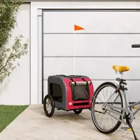 Prolenta Maison Exclusive - Fahrradanhänger Hunde Rot und Grau Oxford-Gewebe und Eisen