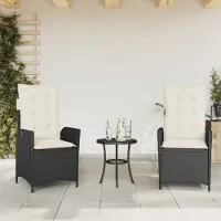 vidaXL "im Angebot" Gartensessel mit Kissen 2 Stk. - bis 150 kg - Verstellbar Schwarz Poly Rattan - Stapelsessel CC16815