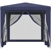 vidaXL "Partyzelt Wasserdicht Design - Partyzelt/ Festzelt - mit 4 Mesh-Seitenwänden Blau 2,5x2,5 m HDPE NeuMöbel 6681195