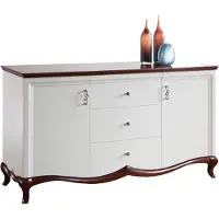 Casa Padrino Luxus Art Deco Kommode mit 2 Türen und 3 Schubladen Weiß / Dunkelbraun 164,2 x 46,5 x H. 90,2 cm - Luxus Qualität