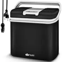 Tillvex Kühlbox elektrisch 24L Anthrazit | Mini-Kühlschrank 230 V und 12 V für KFZ Auto Camping | kühlt & wärmt | ECO-Modus