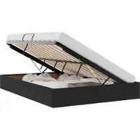 Syfax Ottoman Bettgestell mit Speicher Schwarz 140 x 200 cm Samt