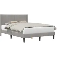 Syfax Bettrahmen mit Kopfteil Hellgrau 140 x 190 cm Samt