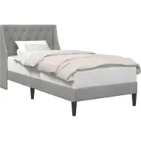 Syfax Bettrahmen mit Kopfteil Hellgrau 100 x 200 cm Samt
