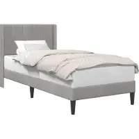 Syfax Bettrahmen mit Kopfteil Hellgrau 80 x 200 cm Samt