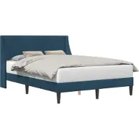 Syfax Bettrahmen mit Kopfteil Blau 160 x 200 cm Samt