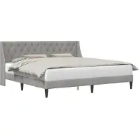 Syfax Bettrahmen mit Kopfteil Hellgrau 200 x 200 cm Samt