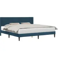 Syfax Bettrahmen mit Kopfteil Blau 200 x 200 cm Samt
