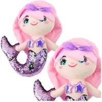 Leantoys Lean Plüsch Meerjungfrau Umarmungen Schwanz In Pailletten Zweifarbig Lila 28Cm