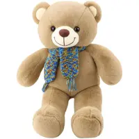 Leantoys Lean Plüsch Maskottchen Knuddeliger Teddybär Bunter Wollschal Braun 55Cm