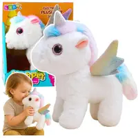 Leantoys Interaktives Einhorn-Plüschtier mit Bewegungen und Geräuschen, weiß, 21 cm