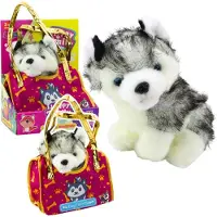 Leantoys Lean Husky Hund In Tasche Plüsch Maskottchen Kuscheltier Weiß Grau