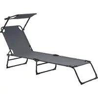 Casa.pro [] Sonnenliege klappbar 190cm dunkelgrau mit Dach Relaxliege Stahl