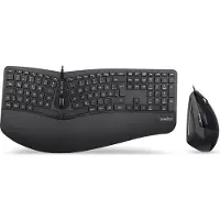 Perixx PERIDUO-505BDE USB Keyboard and mouse set German, QWERTZ Black Ergonomic, Gel wrist support mat, Multimedia buttons