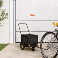vidaXL Möbel Fahrradanhänger Hunde Schwarz Oxford-Gewebe und Eisen - Fahrradanhänger &40772