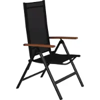 Ebuy24 Lamira Gartenstuhl Positionsstuhl, schwarz und teak Armlehnen.