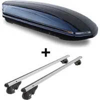 VDP Skibox VDPMAA460 460Ltr schwarz glänzend abschließbar + Alu Relingträger VDP004XL kompatibel mit für Toyota RAV4 ab 13