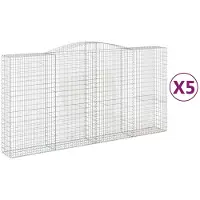 vidaXL Gabionen mit Hochbogen 5 Stk. 400x50x200/220cm Verzinktes Eisen