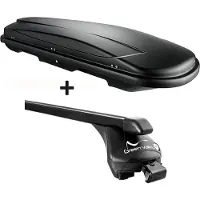 VDP Skibox schwarz JUXT600 lit + Relingträger kompatibel mit für VW Polo Cross ab 2014 bis offen