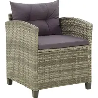Syfax Gartenstuhl mit Kissen Poly Rattan Grau
