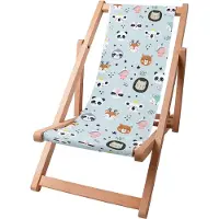 Dreamroots Kinder Liegestuhl klappbar Holz, bis zu 130 kg, Sonnenliege klappbar mit 3-stufiger Neigungsregulierung der Rückenlehne, Animal Faces