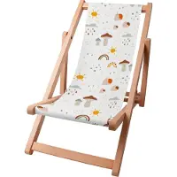 Dreamroots Kinder Liegestuhl klappbar Holz bis zu 130 kg, Sonnenliege klappbar mit 3-stufiger Neigungsregulierung der Rückenlehne, Autumn Mushroom