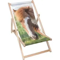 Dreamroots Liegestuhl klappbar Holz, Buchenholz bis zu 130 kg, Sonnenliege klappbar mit 3-stufiger Neigungsregulierung der Rückenlehne, Windy Horse