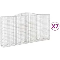 vidaXL Gabionen mit Hochbogen 7 Stk. 400x50x200/220cm Verzinktes Eisen