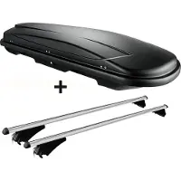 VDP Skibox schwarz JUXT600 lit + Relingträger Alu kompatibel mit für Audi A6 Allroad ab 12 aufliegend