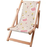 Dreamroots Kinder Liegestuhl klappbar Holz bis zu 130 kg, Sonnenliege klappbar mit 3-stufiger Neigungsregulierung der Rückenlehne, Swan Tulips Flower
