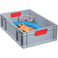 Allit EuroBox 612, 600x400x120 mm, Griffe geschlossen, grau/rot