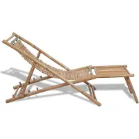 vidaXL Möbel Liegestuhl 1 pcs HOMMIE - Gartenliege - mit Fußteil Bambus - 152x59x80 cm Top8564530