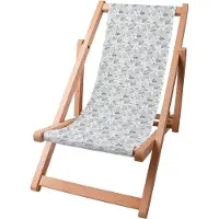 Dreamroots Kinder Liegestuhl klappbar Holz, bis zu 130 kg, Sonnenliege klappbar mit 3-stufiger Neigungsregulierung der Rückenlehne, White Flowers