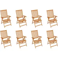 vidaXL Verstellbare Gartenstühle mit Auflagen 8 Stk. Massivholz Teak
