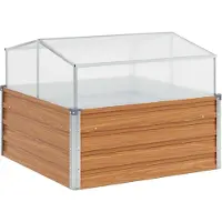 Syfax Gartenpflanzer mit Gewächshaus Hellbraun 100 x 100 x 77 cm