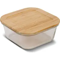 Nava Quadratisches Glasgefäß mit Bambusdeckel 1400 ml