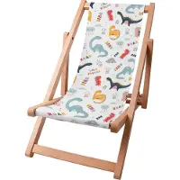 Dreamroots Kinder Liegestuhl klappbar Holz bis zu 130 kg, Sonnenliege klappbar mit 3-stufiger Neigungsregulierung der Rückenlehne,Funny Kids Dinosaur