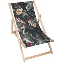 Dreamroots Liegestuhl klappbar Holz bis zu 130 kg, Sonnenliege klappbar mit 3-stufiger Neigungsregulierung der Rückenlehne, Mysterious Dark Jungle