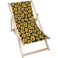 Dreamroots Liegestuhl klappbar Holz, Buchenholz bis zu 130kg,Sonnenliege klappbar mit 3-stufiger Neigungsregulierung der Rückenlehne, Sunflowers Black