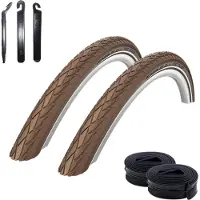 Schwalbe 2 x Road Cruiser Fahrradreifen 28 x 1,75 (47-622) Coffee/Reflex + 2 x DV17 Schläuche inkl. Reifenheber