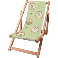 Dreamroots Kinder Liegestuhl klappbar Holz bis zu 130 kg, Sonnenliege klappbar mit 3-stufiger Neigungsregulierung der Rückenlehne, Hedgehog and Grass