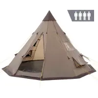 CampFeuer Tipi Zelt Spirit für 4 Personen, 3000 mm Wassersäule, Braun, Indianerzelt für Camping
